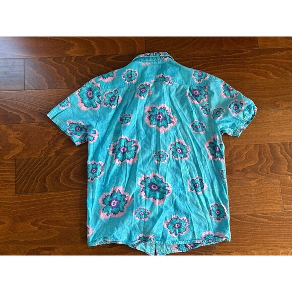 Volcom Shirt Mens Sz M Turquoise & Pink Aztec Classic Fit Button Up Casual Top - Picture 7 of 7